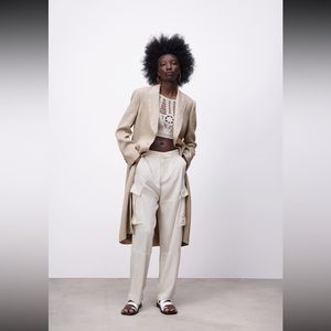 Zara Linen Menswear Style Coat BNWT